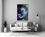 BBC Blue-Planet style cinematic glass wall art in heritage stairwell