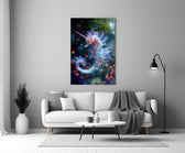 BBC Blue-Planet style cinematic glass wall art in heritage stairwell