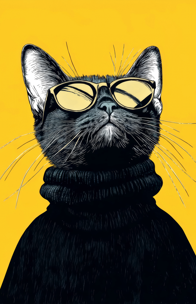 Sophisticated Cool Cat Glass Wall Art