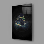 Spiritual love cinematic glass wall art in meditation studio