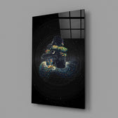 Spiritual love cinematic glass wall art in meditation studio