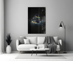 Cosmic romance cinematic glass wall art in heritage stairwell