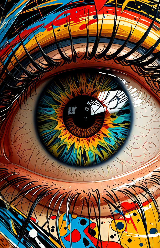 Vibrant Eye Abstract Glass Wall Art