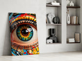 Street-art portrait cinematic glass wall art in private library reading nook