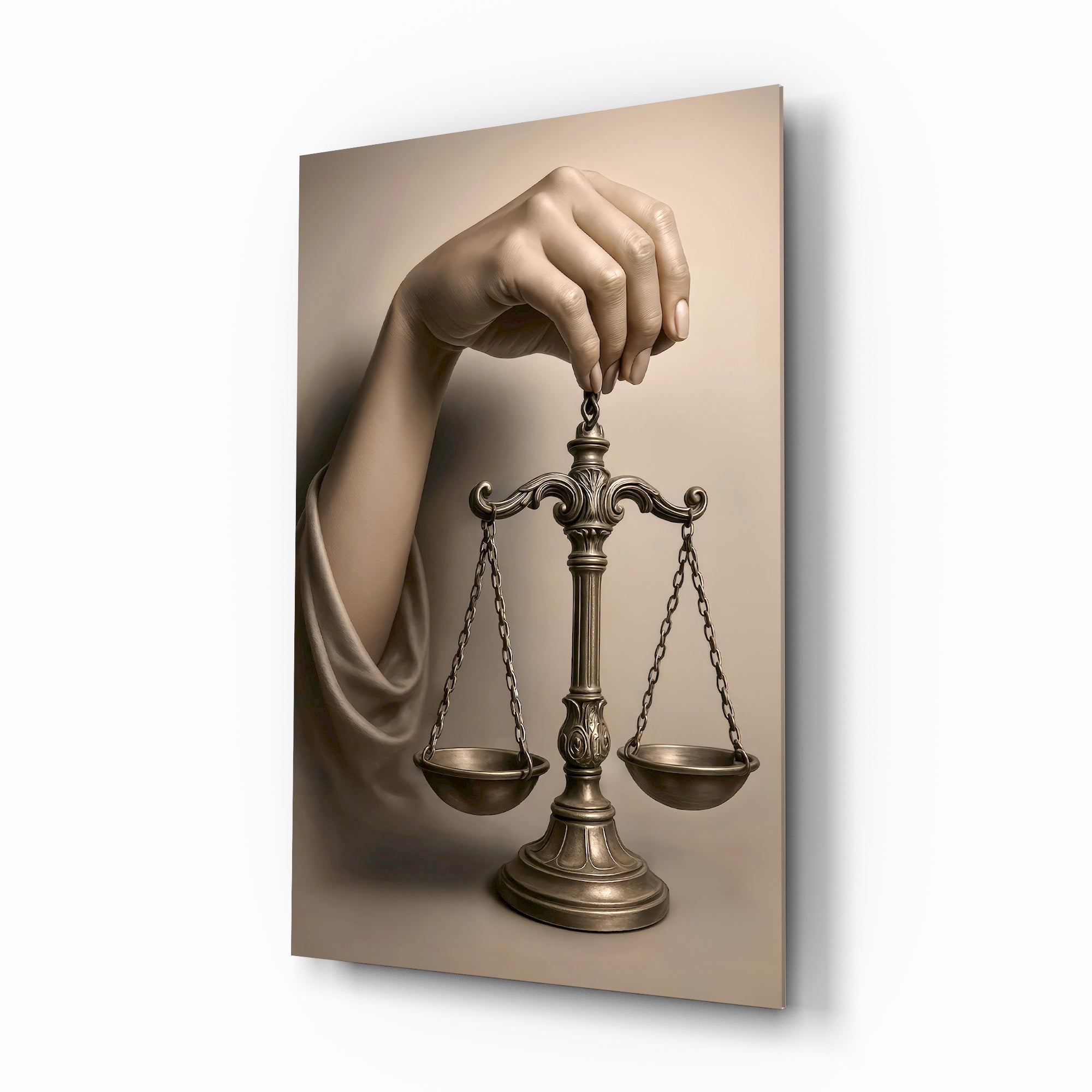 Hand of Just Balance Glass Wall Art