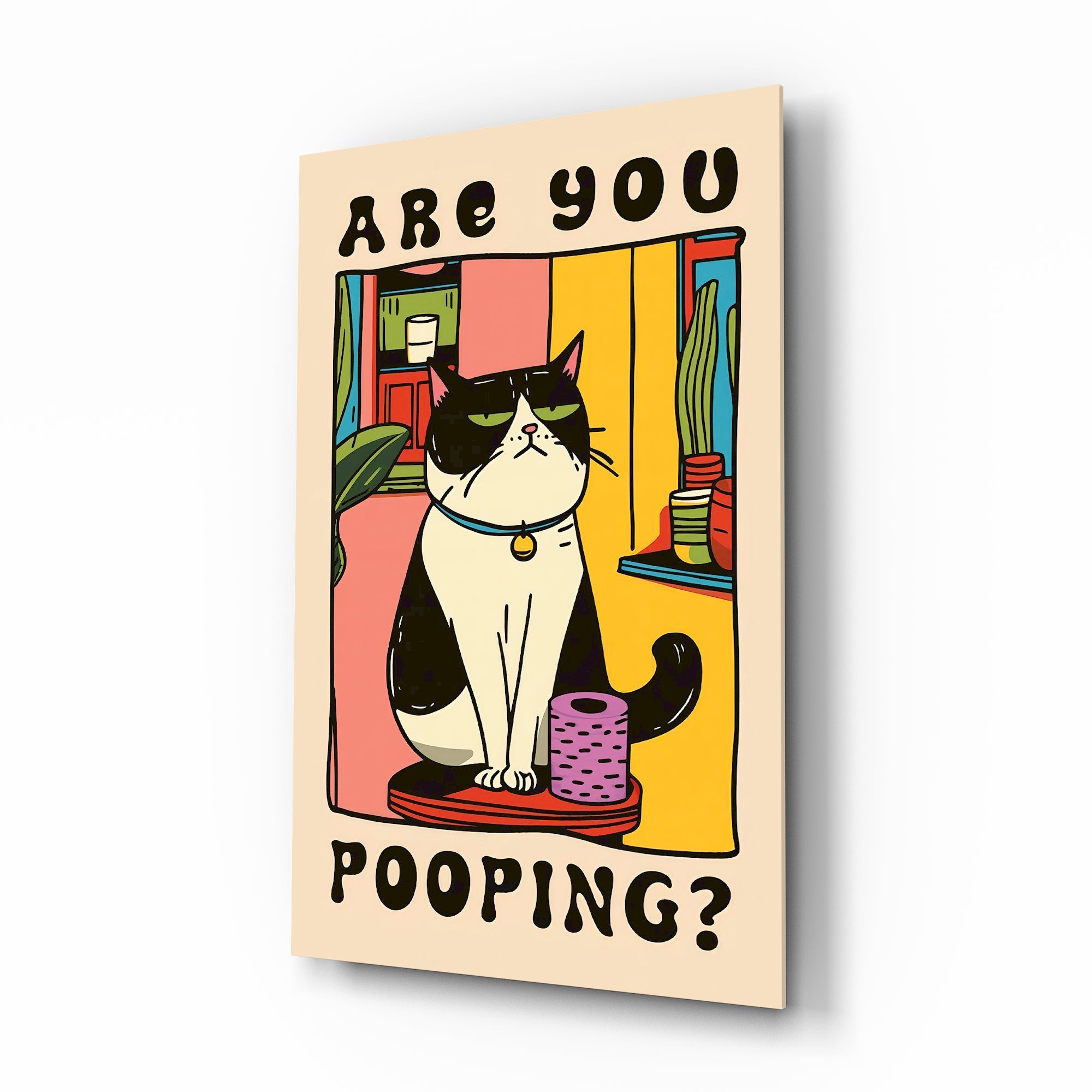 Judgmental Tuxedo Cat Glass Wall Art