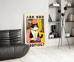 Toilet humor cinematic glass wall art over modern bar console