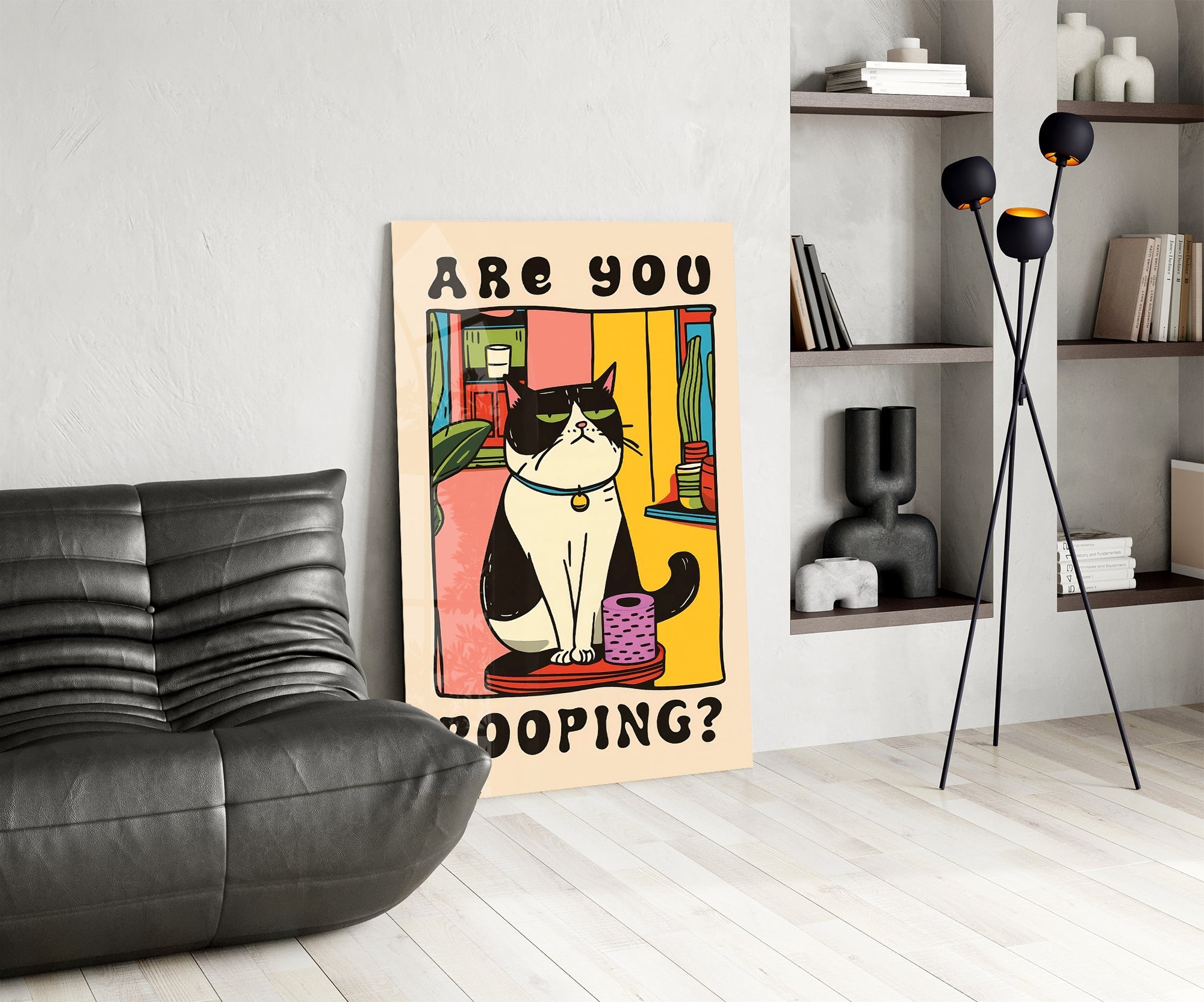 Judgmental Tuxedo Cat Glass Wall Art