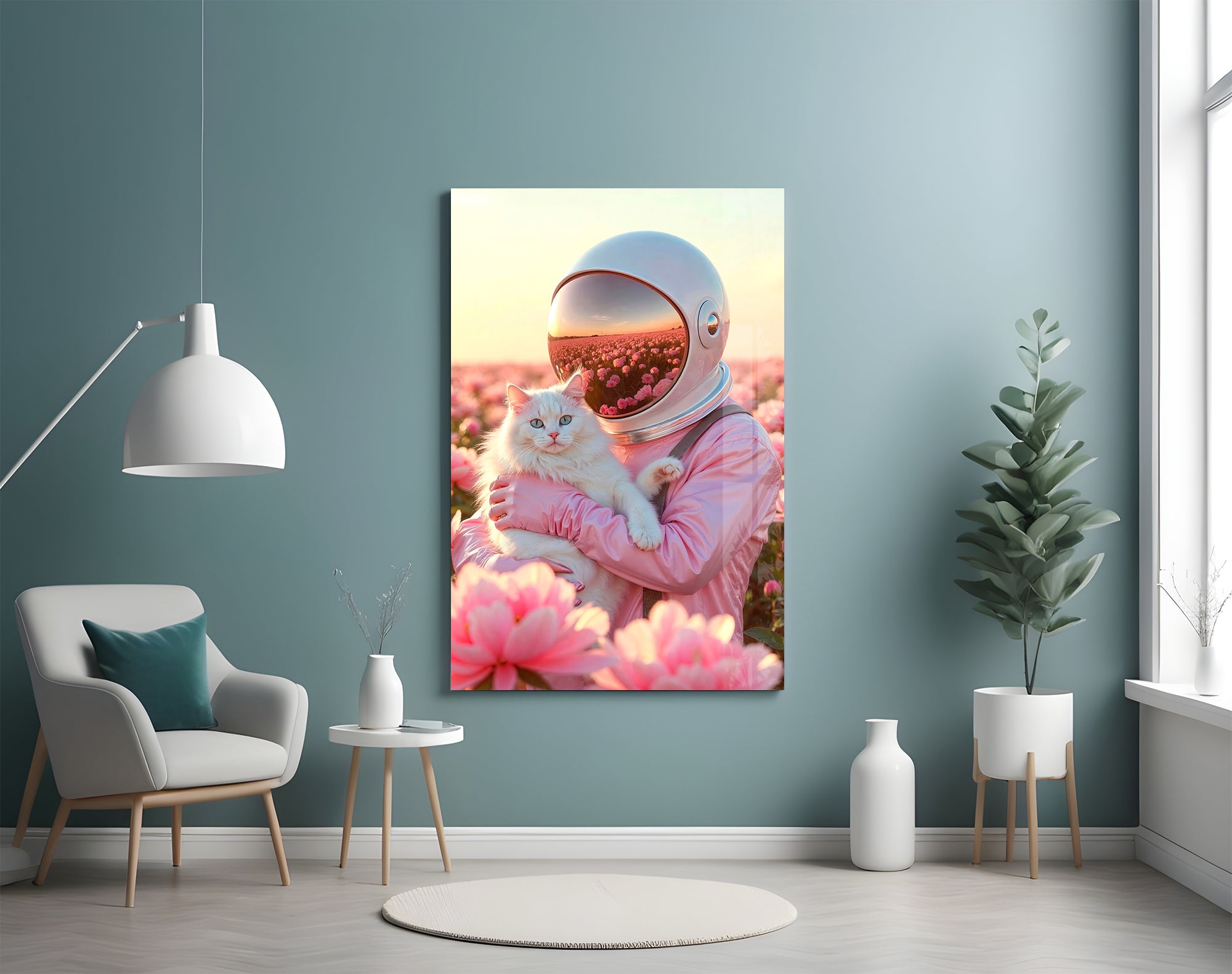 Interstellar Floral Embrace Glass Wall Art