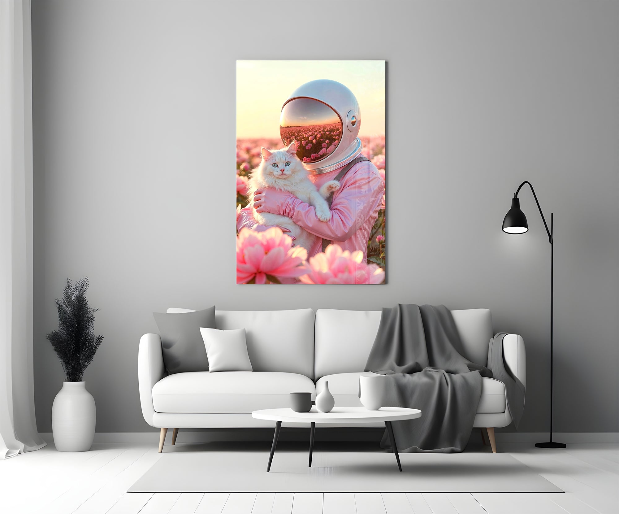Interstellar Floral Embrace Glass Wall Art