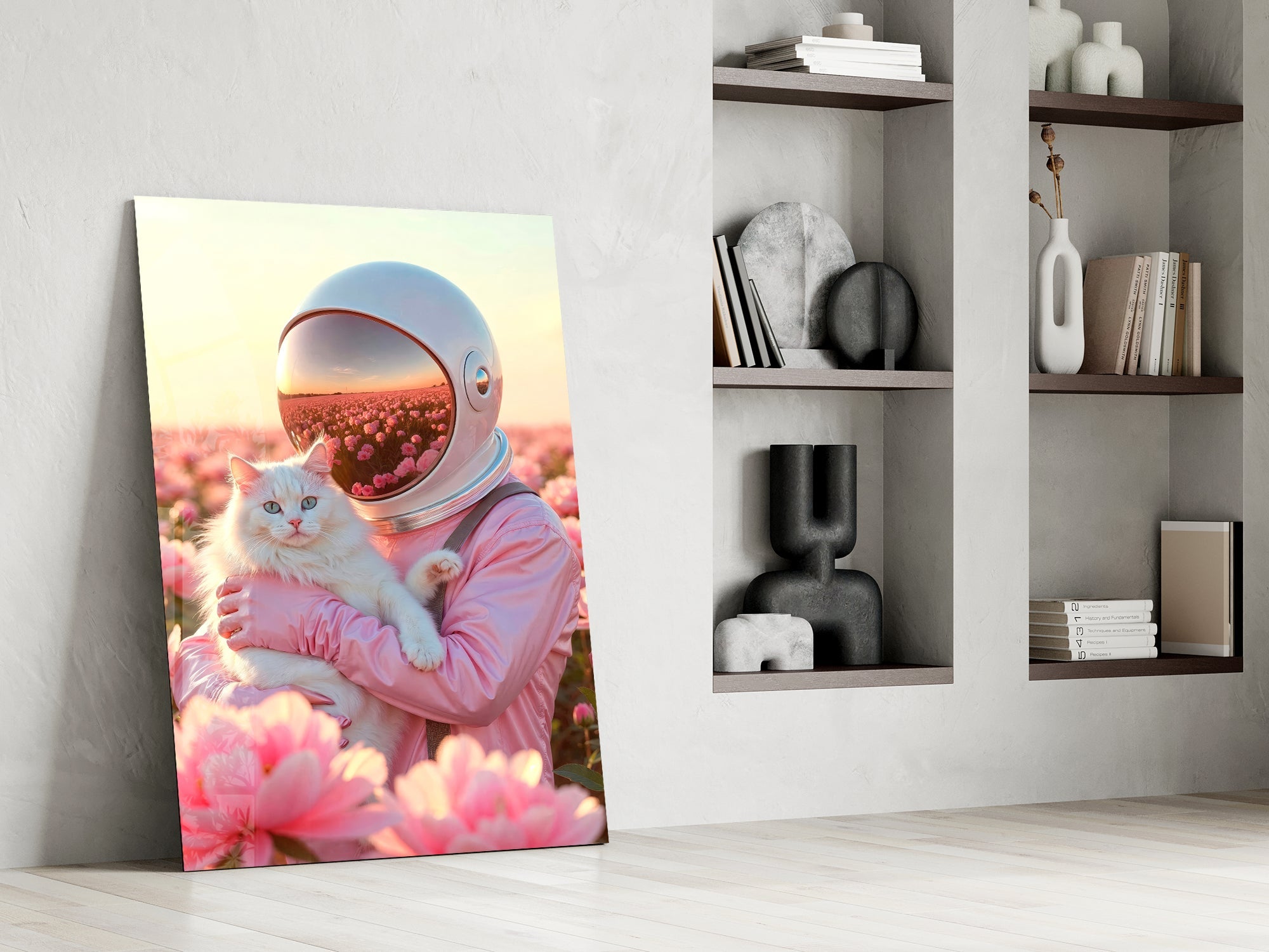 Interstellar Floral Embrace Glass Wall Art