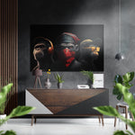 3 Wise Monkeys Brushed Aluminum Dibond Wall Art.