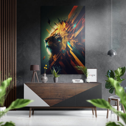 Lion Brushed Aluminum Dibond Wall Art.