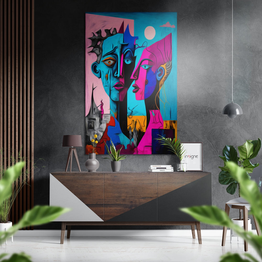 Picasso Style Brushed Aluminum Dibond Wall Art.