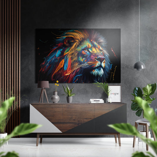 Lion Brushed Aluminum Dibond Wall Art.