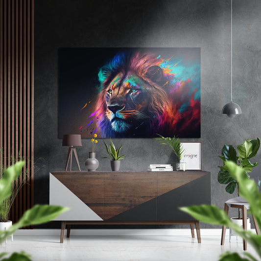 Lion Brushed Aluminum Dibond Wall Art.