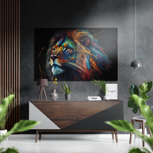 Lion Brushed Aluminum Dibond Wall Art.
