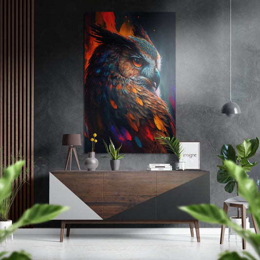 Owl Brushed Aluminum Dibond Wall Art.