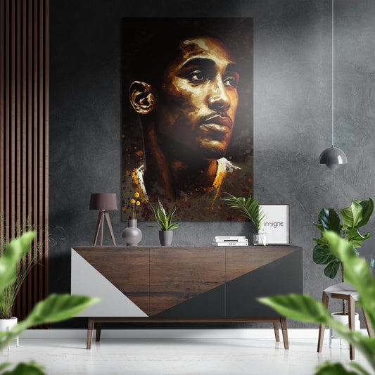 Basketball Icon Portrait Brushed Aluminum Dibond Wall Art