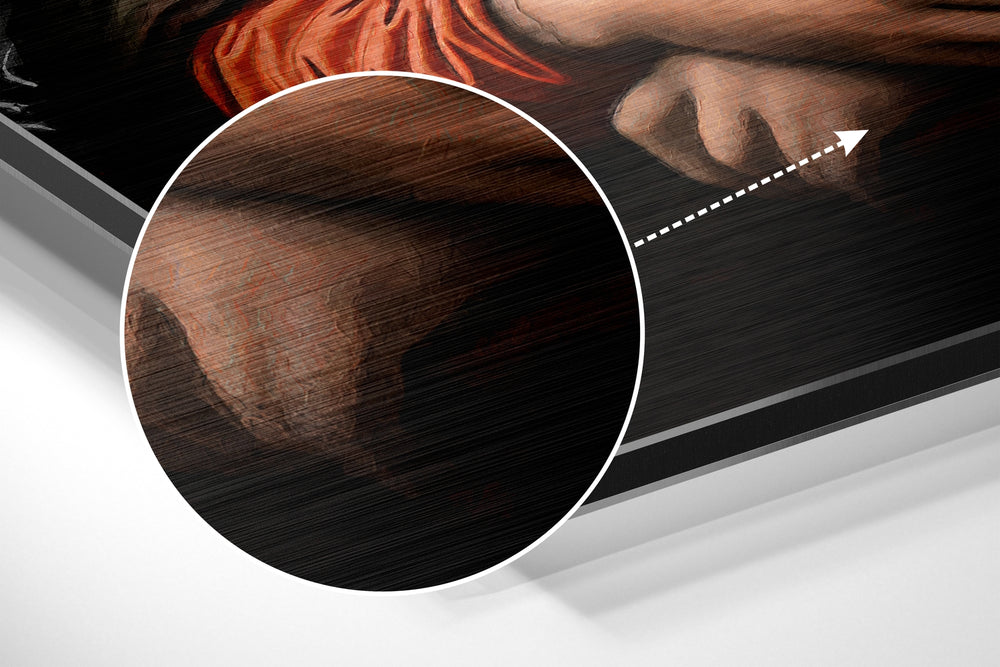 Mona Lisa with a Cat Brushed Aluminum Dibond Wall Art.