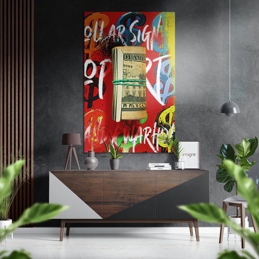 Dollar Brushed Aluminum Dibond Wall Art.