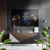 3 Wise Monkeys Brushed Aluminum Dibond Wall Art.