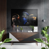 3 Wise Monkeys Brushed Aluminum Dibond Wall Art.