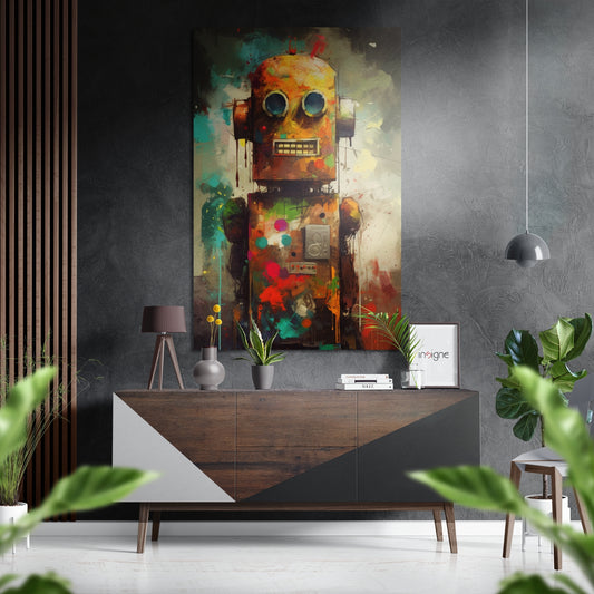 Robot Brushed Aluminum Dibond Wall Art.