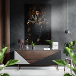 Elvis in Throne Brushed Aluminum Dibond Wall Art.
