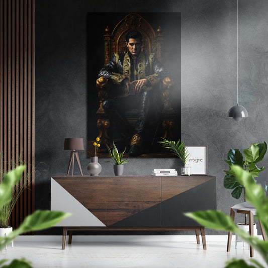 Rock Idol on Throne Brushed Aluminum Dibond Wall Art