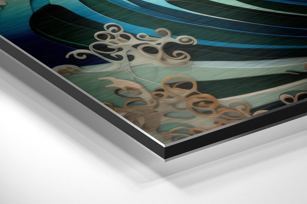 Waves and Mountains Brushed Aluminum Dibond Wall Art.