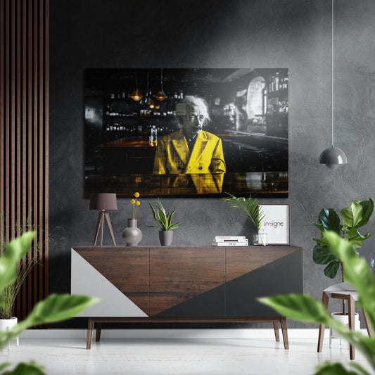 Wild-Haired Physicist Brushed Aluminum Dibond Wall Art