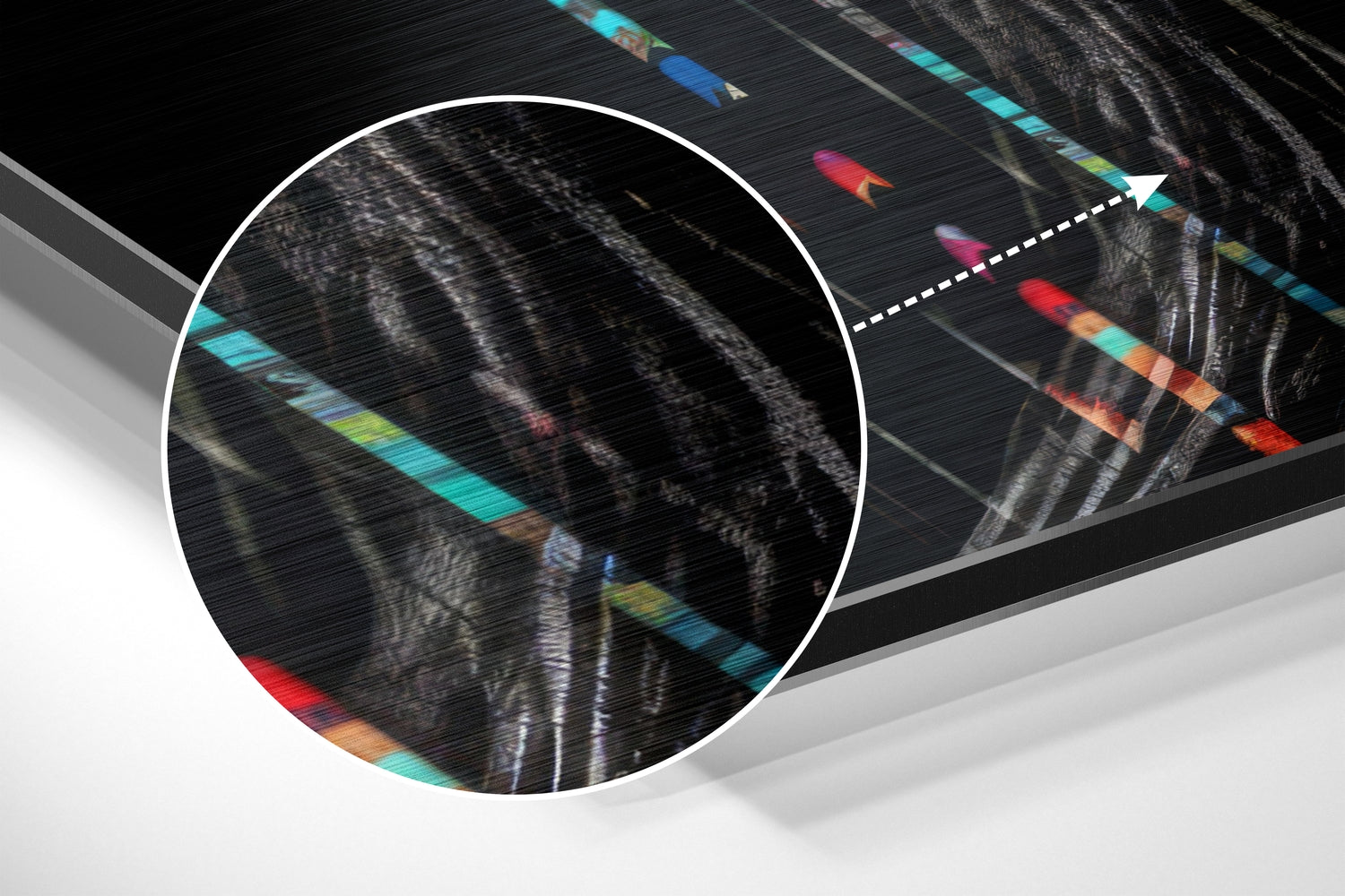 Woman in Lines Brushed Aluminum Dibond Wall Art.