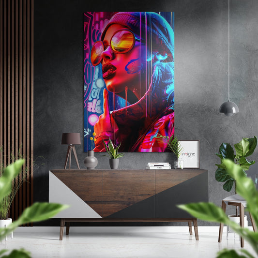 Woman Brushed Aluminum Dibond Wall Art.