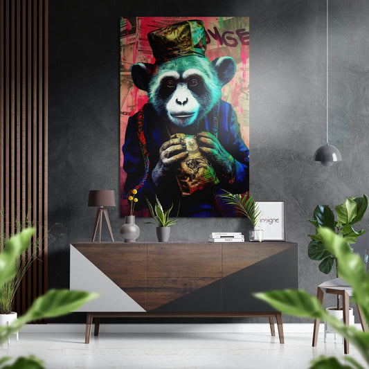 Little Monkey Brushed Aluminum Dibond Wall Art.