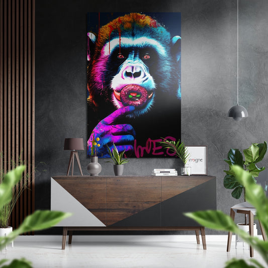 Monkey Kiss Brushed Aluminum Dibond Wall Art.