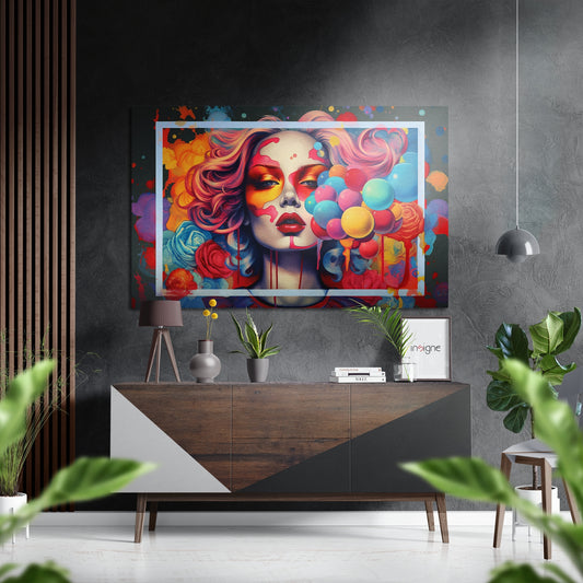 Woman Brushed Aluminum Dibond Wall Art.