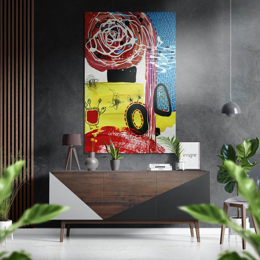 Kandinsky Style Brushed Aluminum Dibond Wall Art.