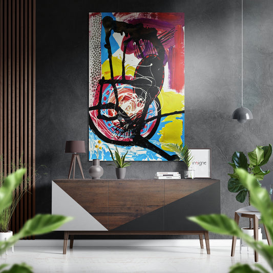 Kandinsky Style Brushed Aluminum Dibond Wall Art.