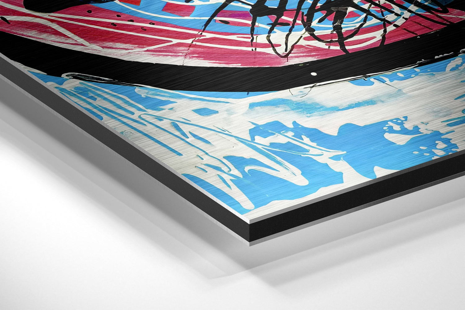 Kandinsky Style Brushed Aluminum Dibond Wall Art.