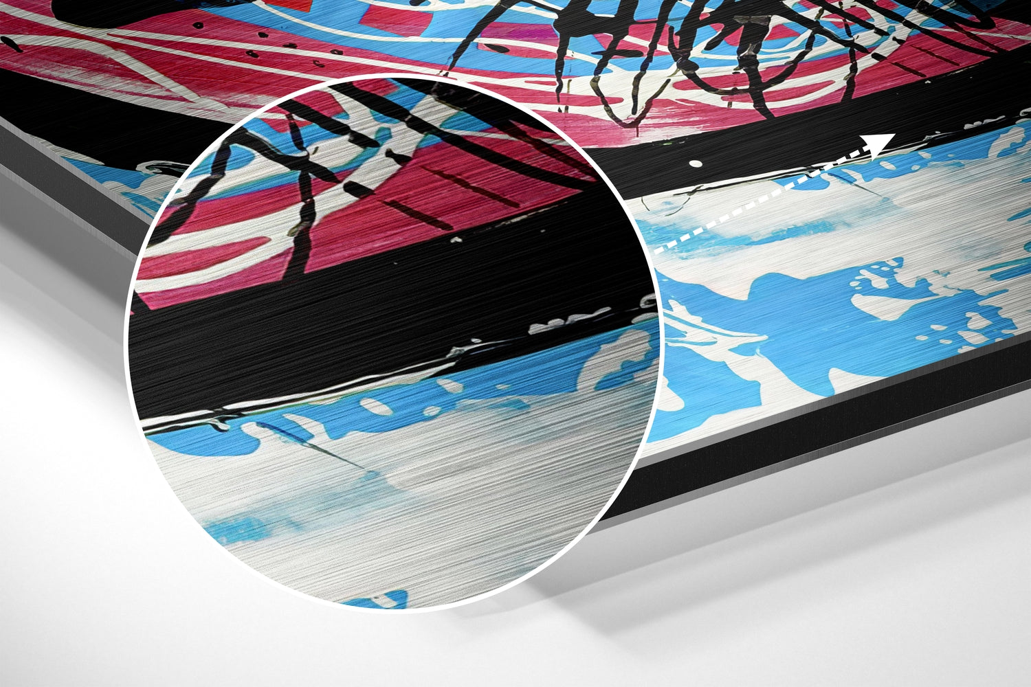 Kandinsky Style Brushed Aluminum Dibond Wall Art.