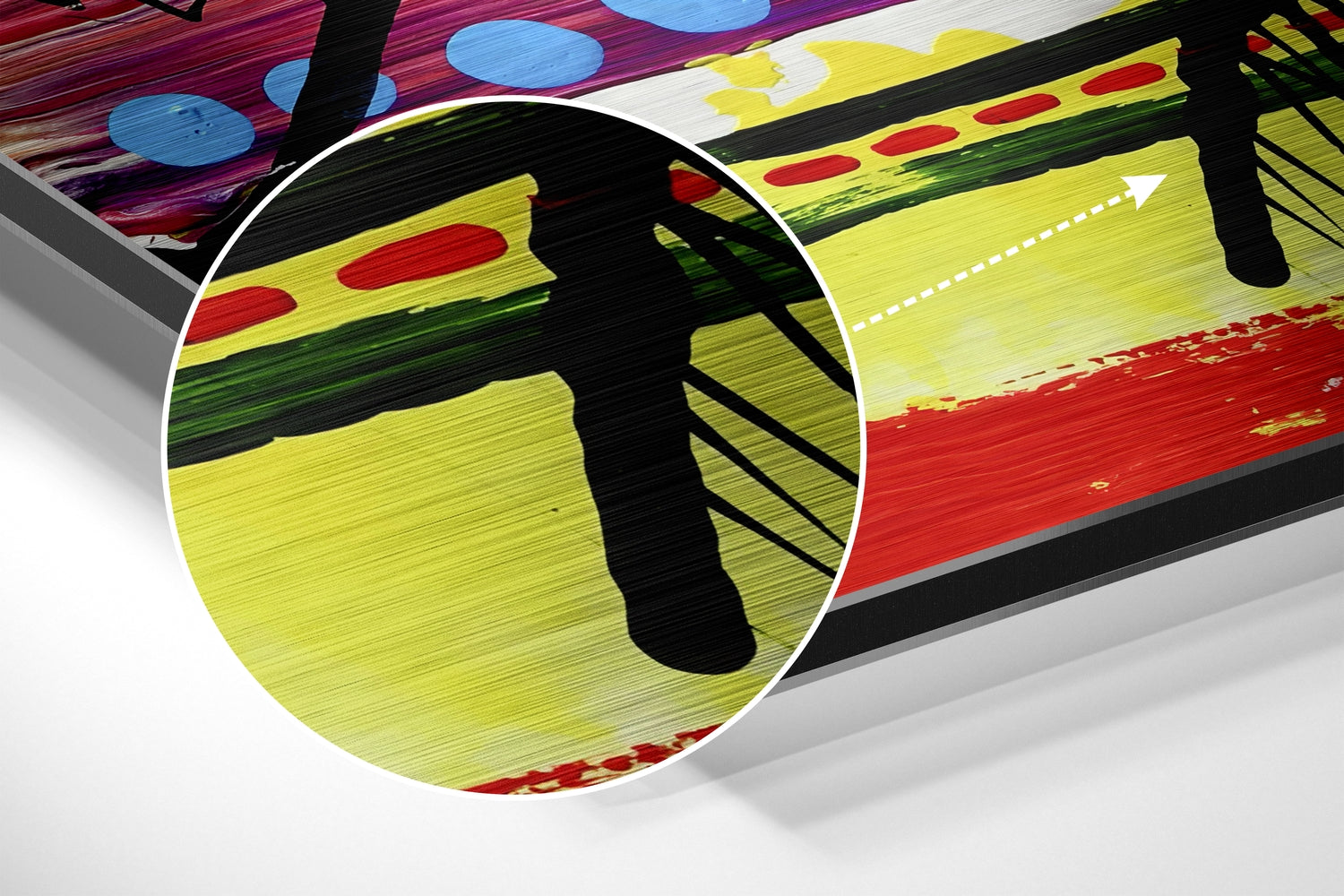 Kandinsky Style Brushed Aluminum Dibond Wall Art.