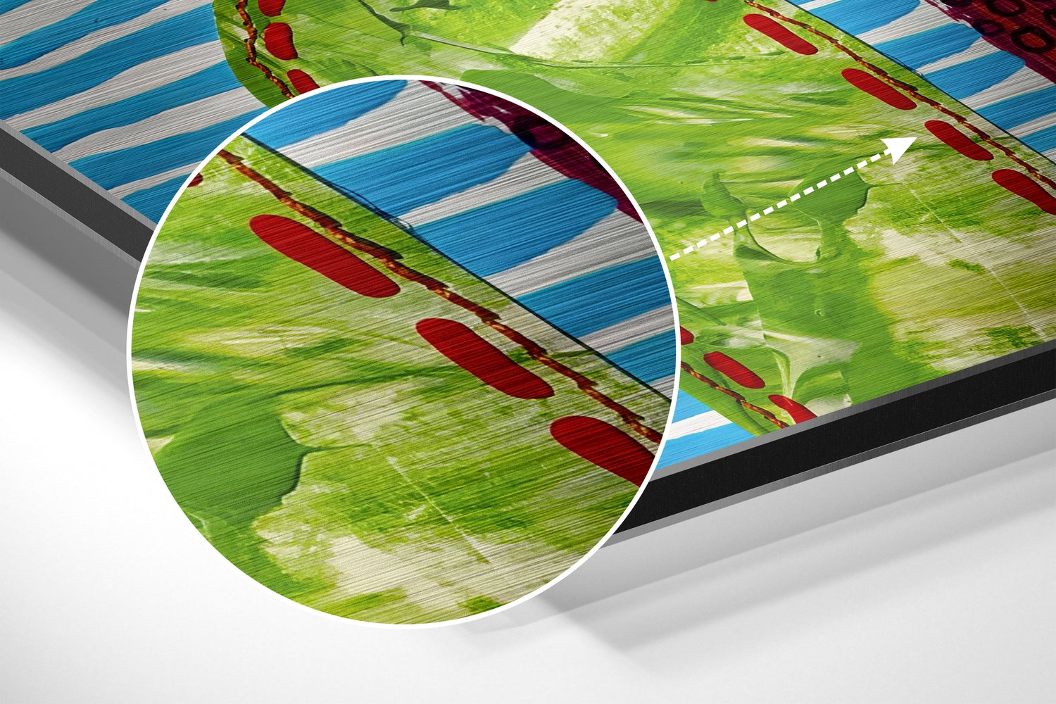 Kandinsky Style Brushed Aluminum Dibond Wall Art.