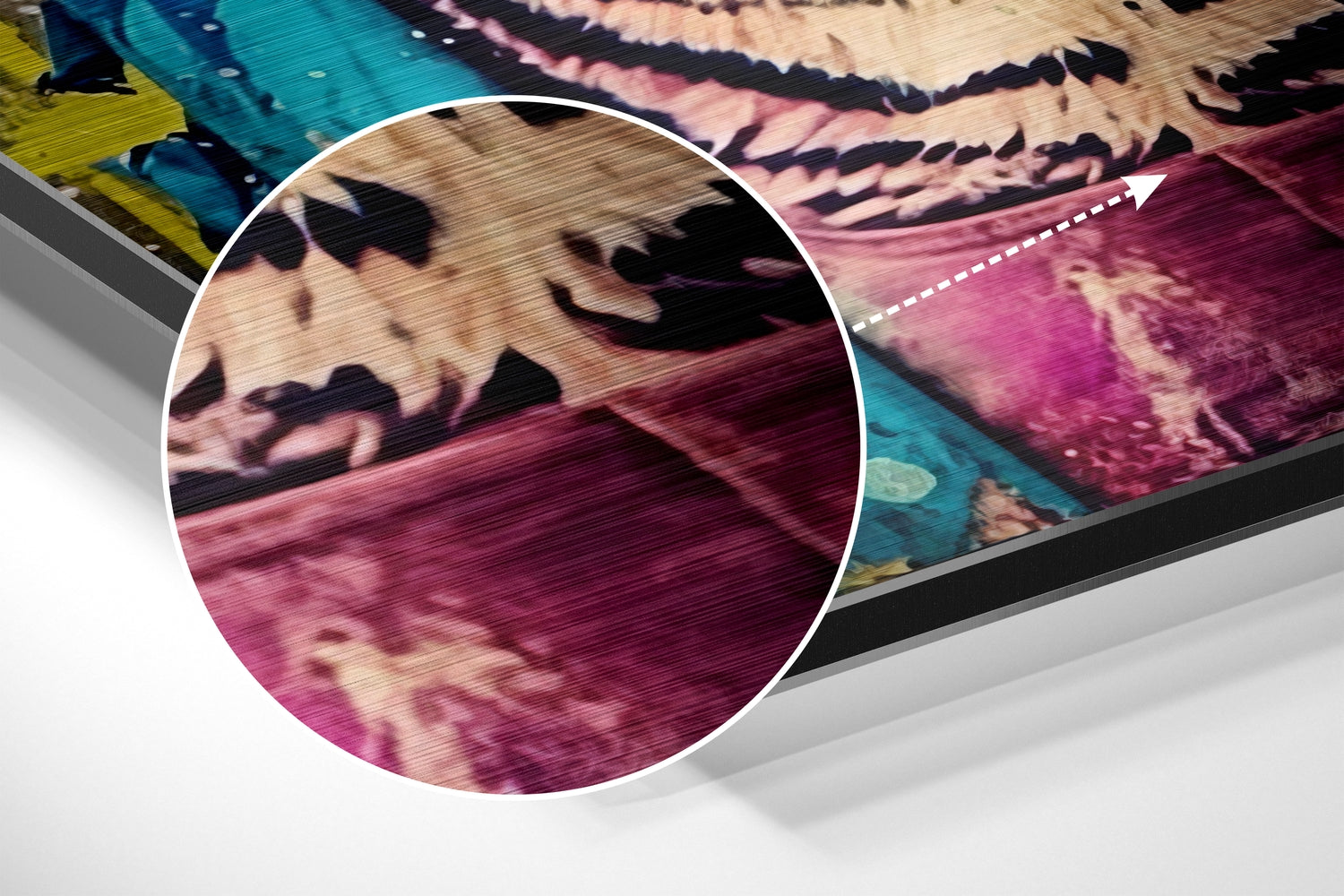 Spectacled Tiger Brushed Aluminum Dibond Wall Art.