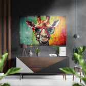 Happy Giraffe Brushed Aluminum Dibond Wall Art.