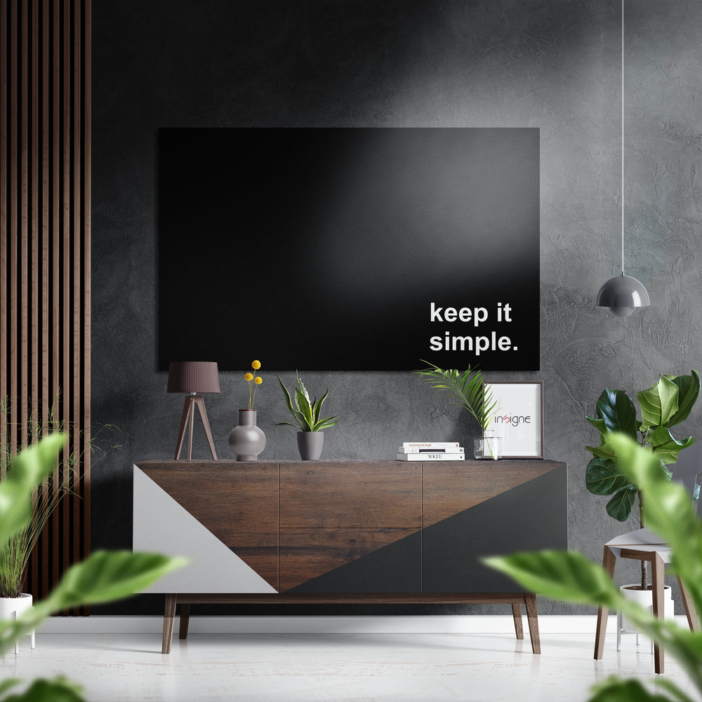 Keep It Simple Brushed Aluminum Dibond Wall Art.