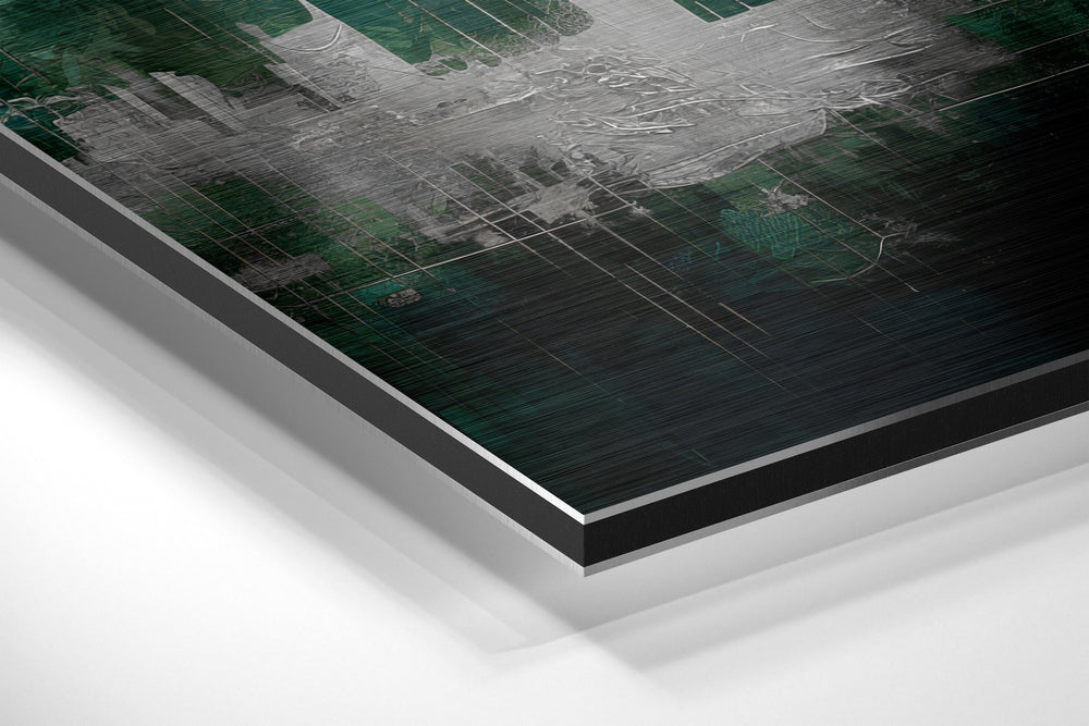 City Silhouette Brushed Aluminum Dibond Wall Art.