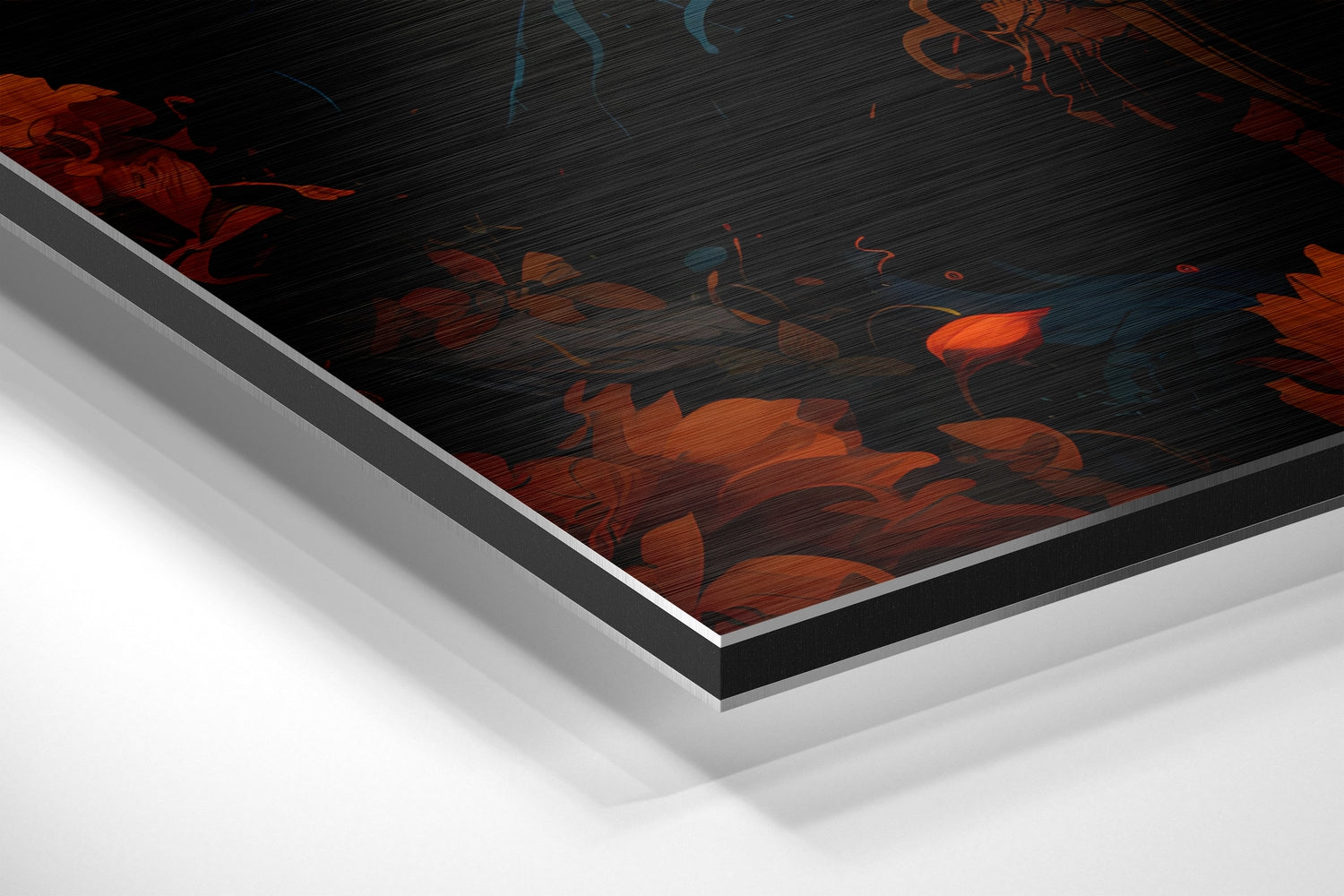 Lion in Flowers Brushed Aluminum Dibond Wall Art.