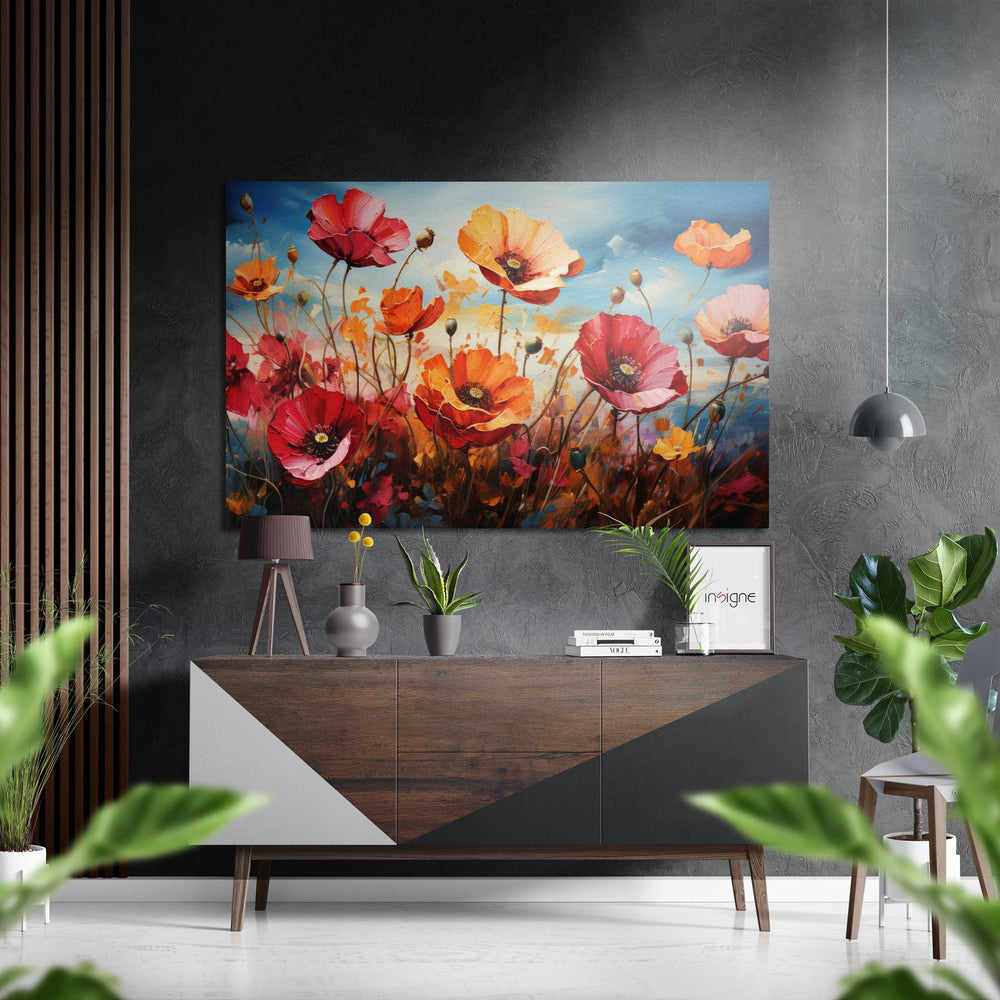 Poppies Brushed Aluminum Dibond Wall Art.