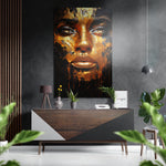 Golden Woman Brushed Aluminum Dibond Wall Art.